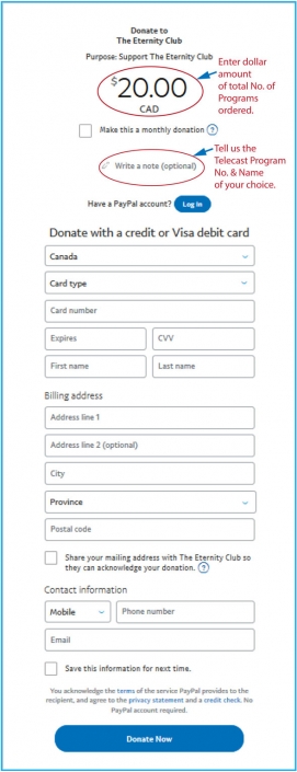 Telecast Program Order Catalogue – Eternity Club