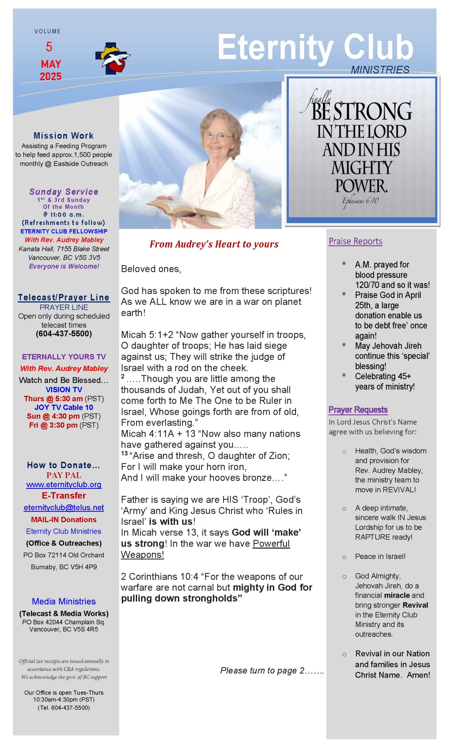 Eternity Club - May newsletter