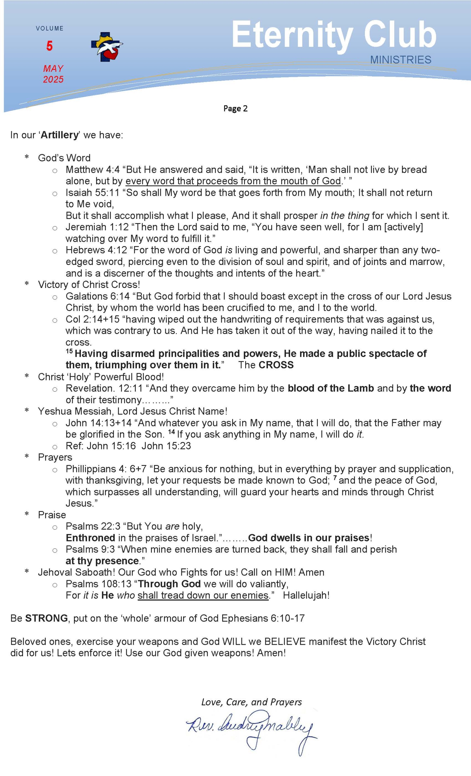 Eternity Club - May newsletter