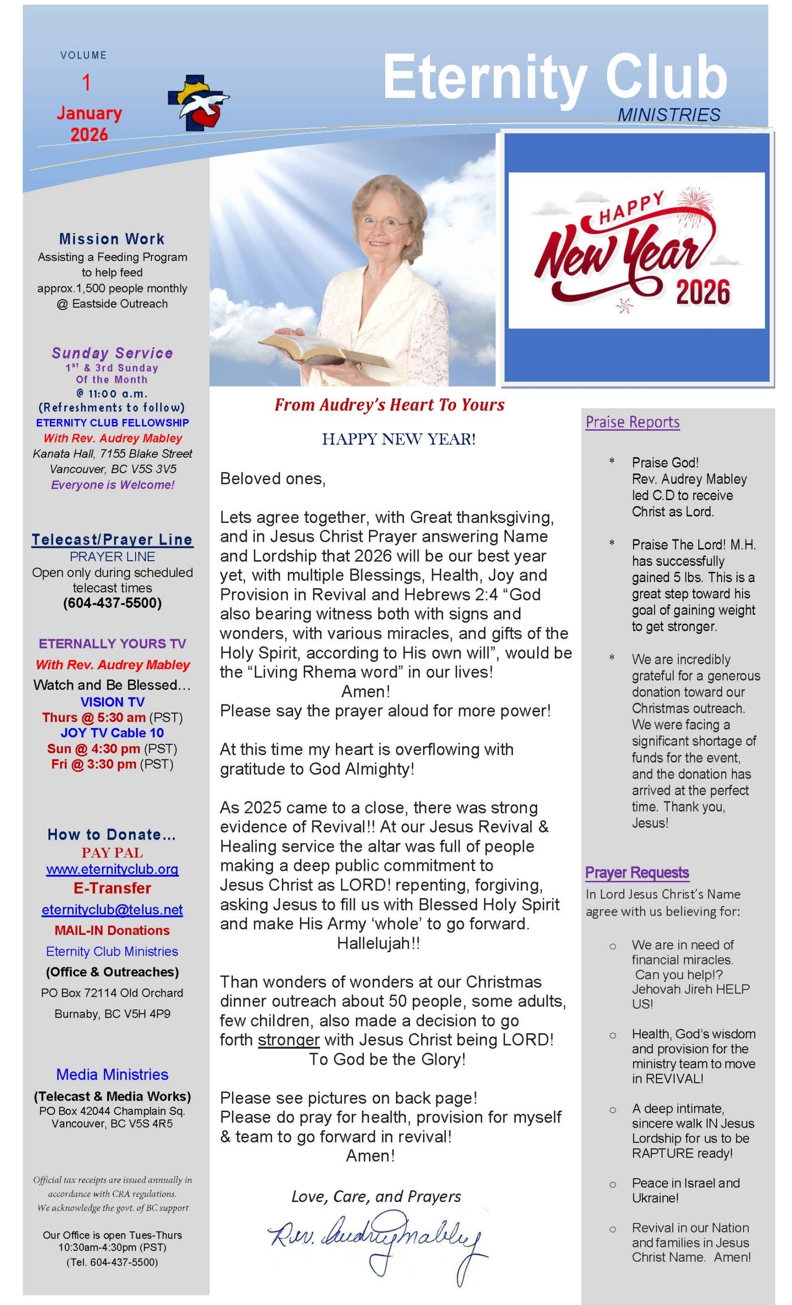 Eternity Club - Newsletter Vol. 1 January 2026