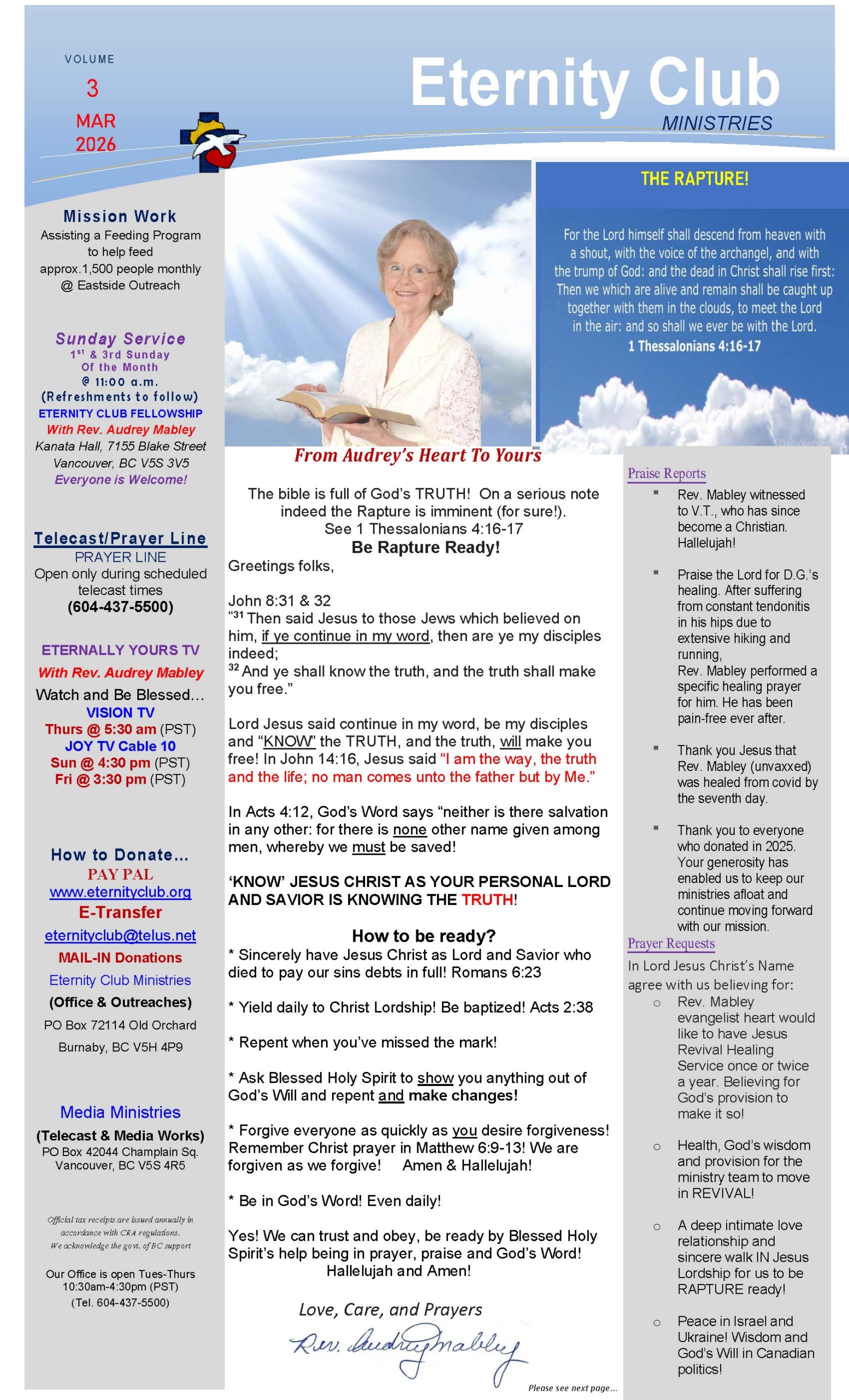 Eternity Club - Newsletter Vol. 3 March 2026